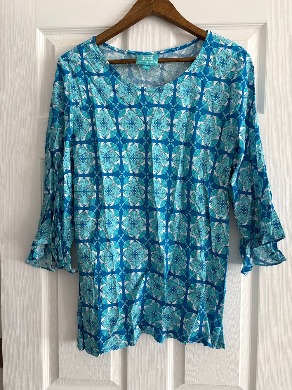 escapada Teal and Aqua Geometric Print Tunic